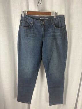 INC Denim blue jeans mid rise straight leg dark wash Size 14 Excellent Condition